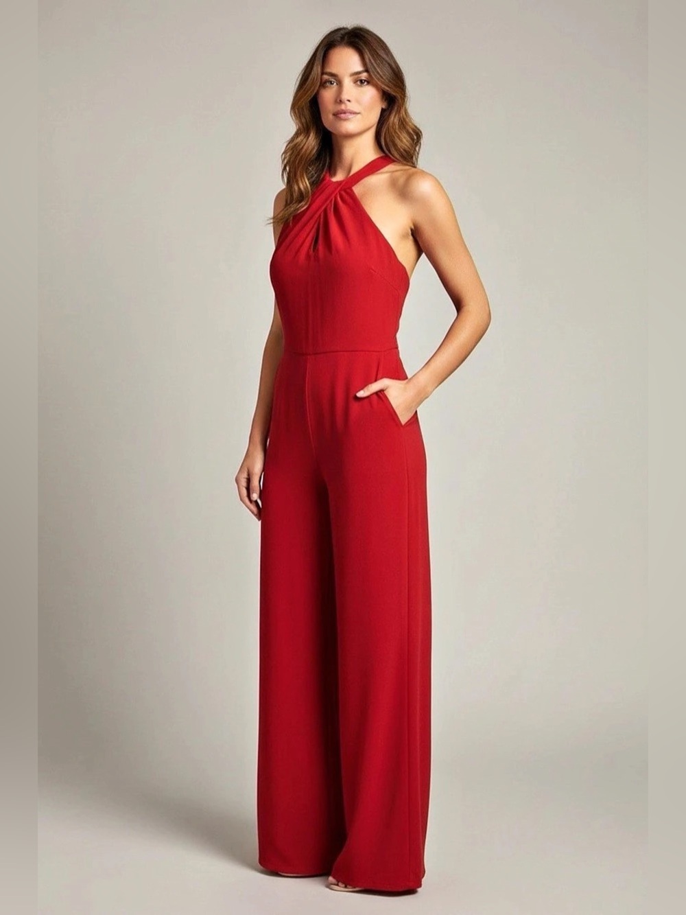 Express Halter Neck Wide Leg Jumpsuit Red Size 2
